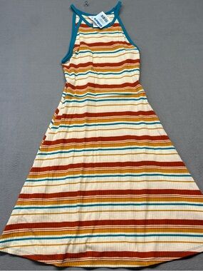 Arizona Jean Co Lightweight Orange White Striped Dress XS Polyester Blend